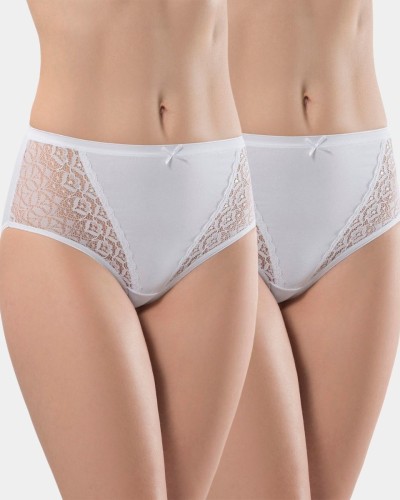 Türen Kadin Likrali Dantelli Külot (2'li Paket) 279/Beyaz