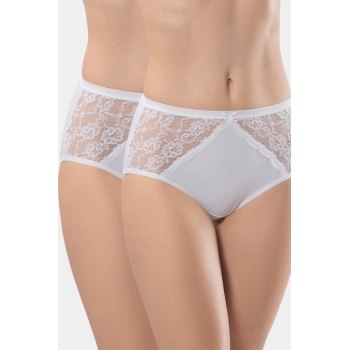 Türen Kadin Likrali Dantelli Külot (2'li Paket) 282/Beyaz