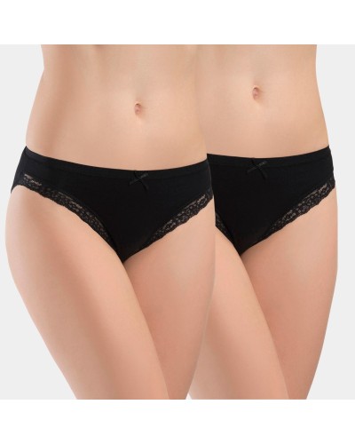 Türen Kadin Likrali Fistolu Bikini (2'li Paket) 238/Siyah