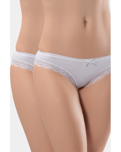 Türen Kadin Likrali Fistolu Bikini (2'li Paket) 238/Beyaz