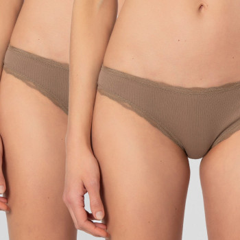 Türen Kadin Likrali Ribana Dantelli Bikini Külot 2'li Paket 928/Vizon