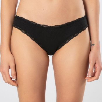 Türen Kadin Likrali Ribana Dantelli Bikini Külot 2'li Paket 928/Siyah