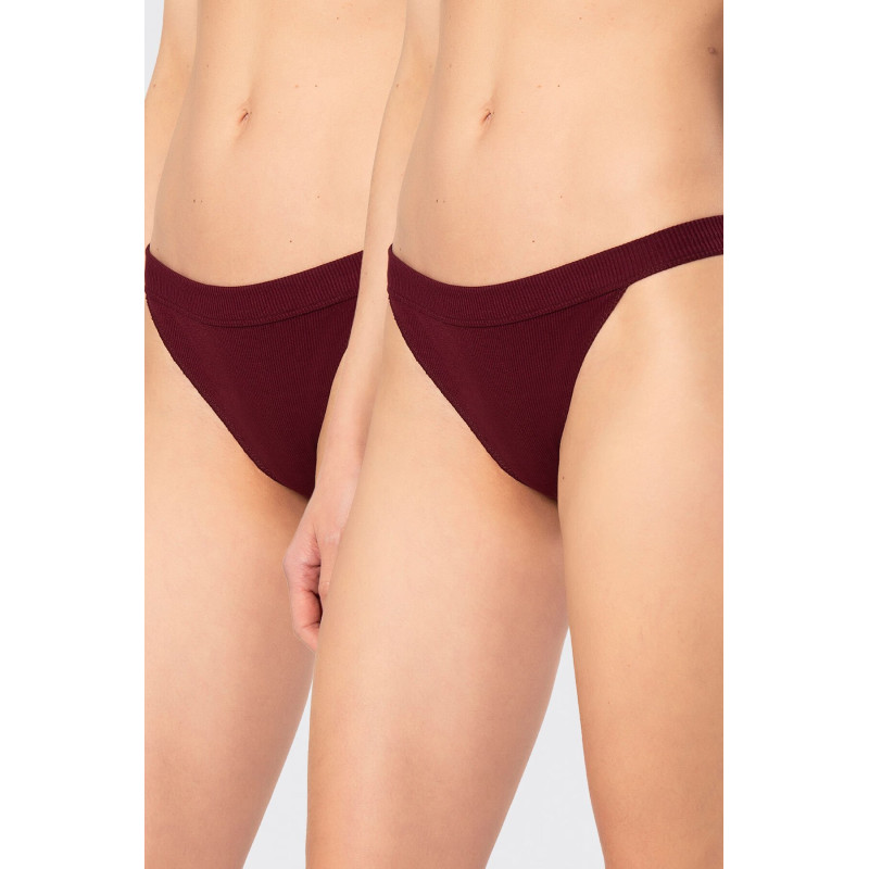 Türen Kadin Likrali Ribana Tanga 2'li Paket 931/Bordo