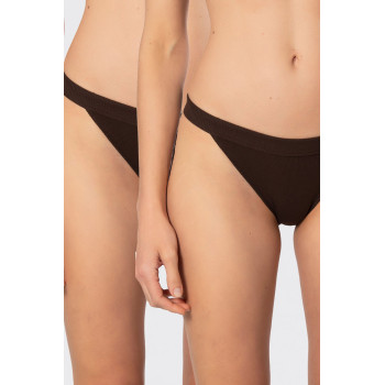 Türen Kadin Likrali Ribana Tanga 2'li Paket 931/Kahverengi