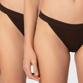 Türen Kadin Likrali Ribana Tanga 2'li Paket 931/Kahverengi