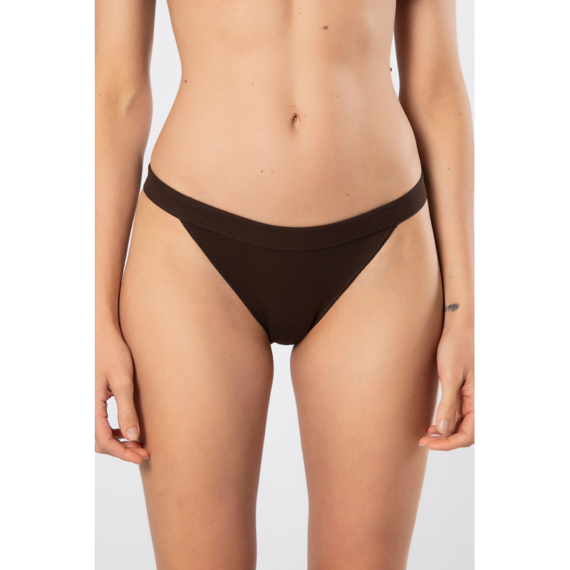 Türen Kadin Likrali Ribana Tanga 2'li Paket 931/Kahverengi