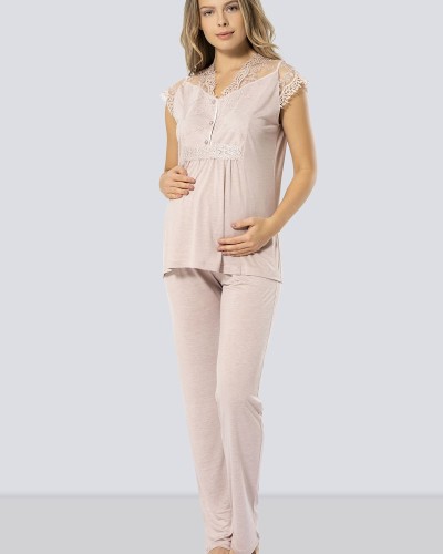 Türen Kadin Lohusa Pijama Takimi 3294/Pudra