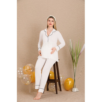Ceyyiz Kadın Lohusa & Hamile 3’lü Sabahlıklı Pijama Takımı