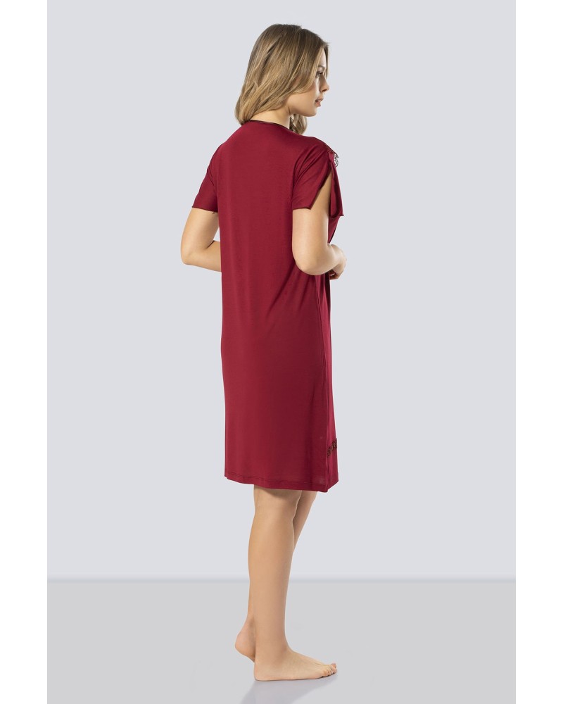 Türen Kadin V Yaka Gecelik 3282/Bordo