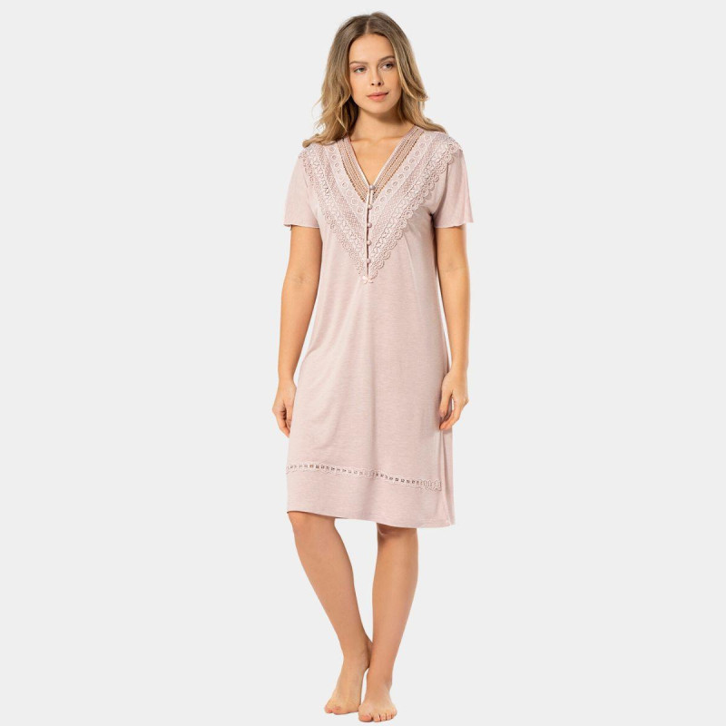 Türen Kadin V Yaka Gecelik 3282/Pudra