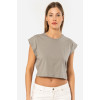 Türen Kadin Vatka Görünümlü Crop T-shirt 3402/Gri