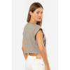 Türen Kadin Vatka Görünümlü Crop T-shirt 3402/Gri