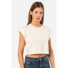 Türen Kadin Vatka Görünümlü Crop T-shirt 3402/Krem
