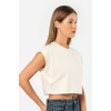 Türen Kadin Vatka Görünümlü Crop T-shirt 3402/Krem