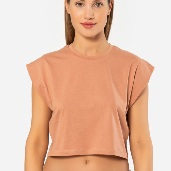 Türen Kadin Vatka Görünümlü Crop T-shirt 3402/Somon