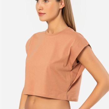 Türen Kadin Vatka Görünümlü Crop T-shirt 3402/Somon