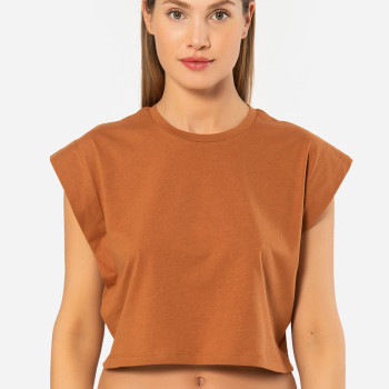 Türen Kadin Vatka Görünümlü Crop T-shirt 3402/Tarçın