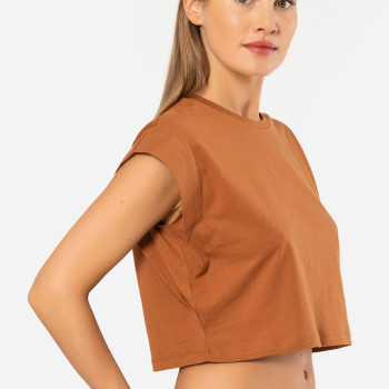 Türen Kadin Vatka Görünümlü Crop T-shirt 3402/Tarçın