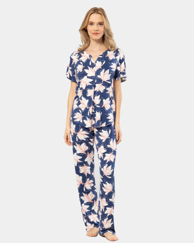 Türen Patli Örme Kisa Kol Pijama Takimi 3606/Lacivert