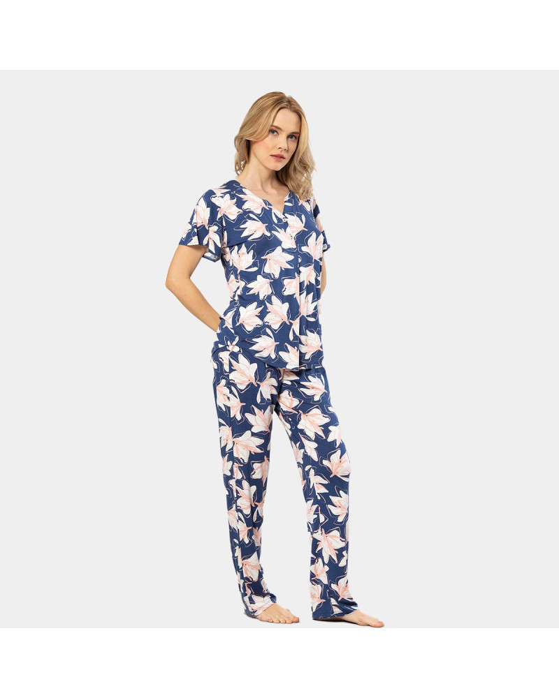 Türen Patli Örme Kisa Kol Pijama Takimi 3606/Lacivert Türen Patli Örme Kisa Kol Pijama Takimi 3606/Lacivert
