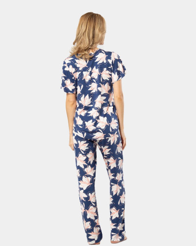 Türen Patli Örme Kisa Kol Pijama Takimi 3606/Lacivert Türen Patli Örme Kisa Kol Pijama Takimi 3606/Lacivert