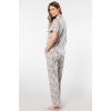 Türen Yaprak Desenli Kisa Kollu Gömlek Yaka Pijama Takimi 3395/Gri Türen Yaprak Desenli Kisa Kollu Gömlek Yaka Pijama Takimi 3395/Gri