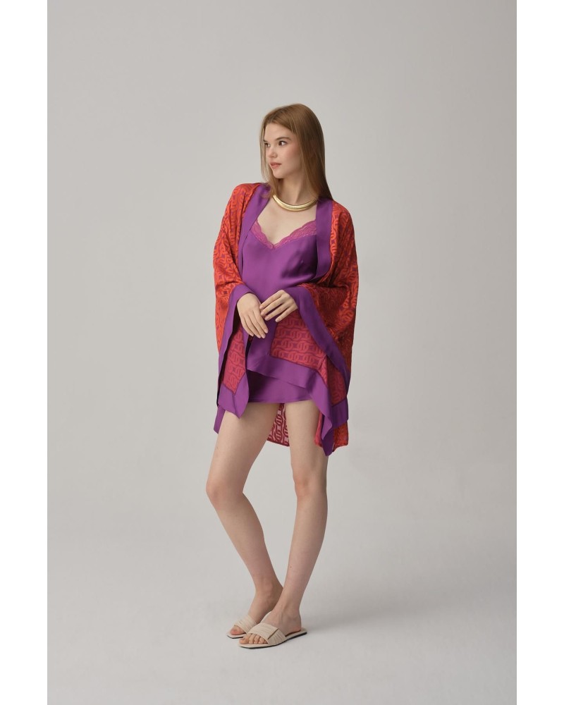 Pierre Cardin Vegan Ipek Saten Kadın Gecelik Sabahlık Takımı - Lx.25221 Violet Pierre Cardin Vegan Ipek Saten Kadın Gecelik Sabahlık Takımı - Lx.25221 Violet