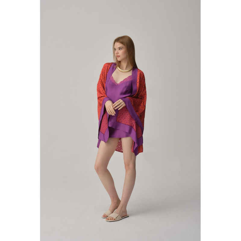 Pierre Cardin Vegan Ipek Saten Kadın Gecelik Sabahlık Takımı - Lx.25221 Violet Pierre Cardin Vegan Ipek Saten Kadın Gecelik Sabahlık Takımı - Lx.25221 Violet