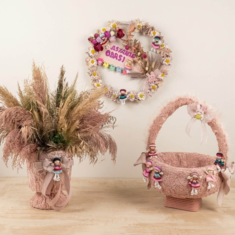 Yeni Doğan Kız Bebek Magnet Hediyeli Karşılama Seti