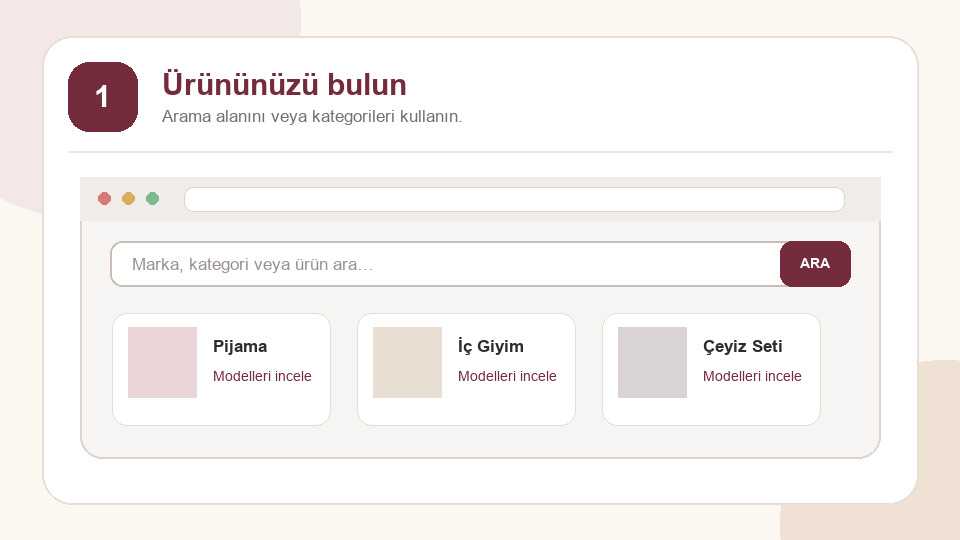 Ürün arama ve kategori seçme ekranı