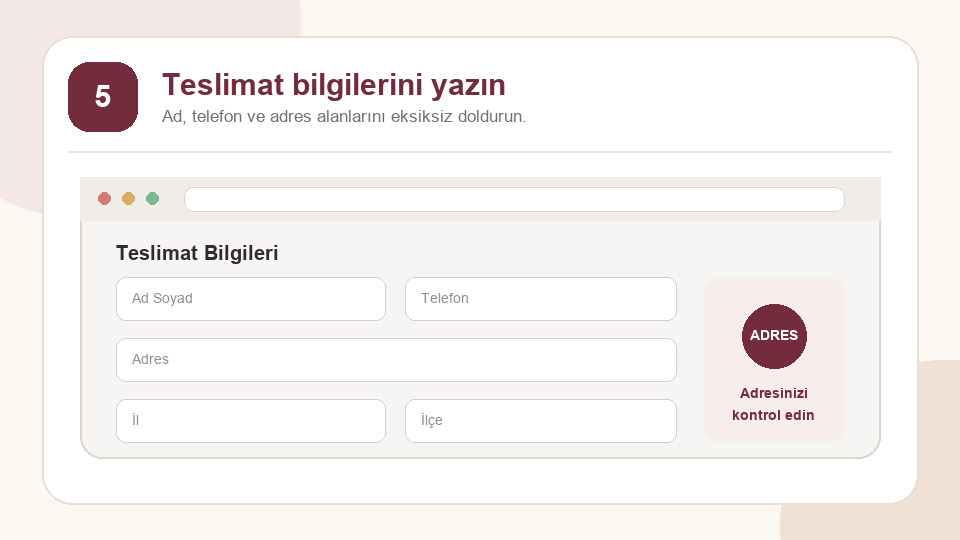 Teslimat bilgileri ve adres formu